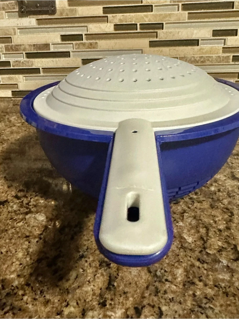 Tupperware Double Colander ~ set of 2 with Handle ~ Cobalt Blue